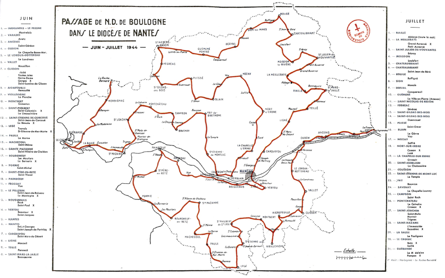 Itinéraire de Notre-Dame de Boulogne (été 1944)